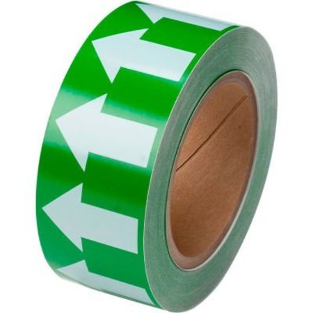 BRADY Brady® 91421 Pipe Marker Arrow Tape, Vinyl, 2"W x 30 Yds., Green/White 91421